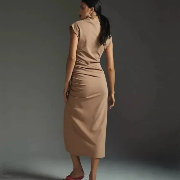 Anthropologie The Maya Ruched Cowl-Neck Mesh Dress NWT